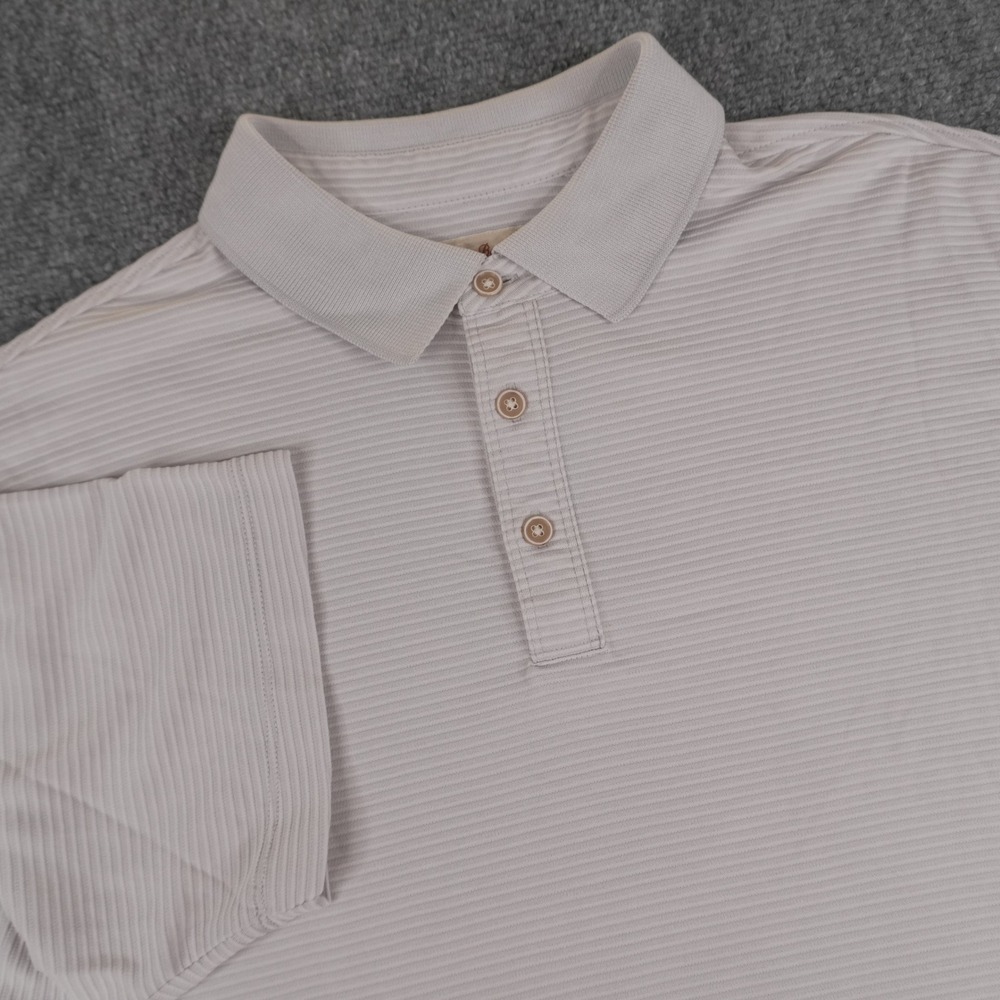 Tommy Bahama Polo Shirt Mens L Gray Ribbed Short Sleeve Casual Resort Golf